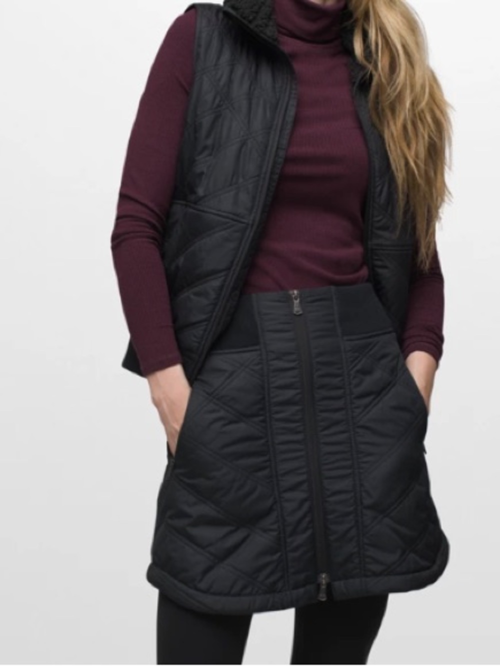 prAna Esla Insulated Sherpa Lined Skirt Black Full Zip NWT Size Small